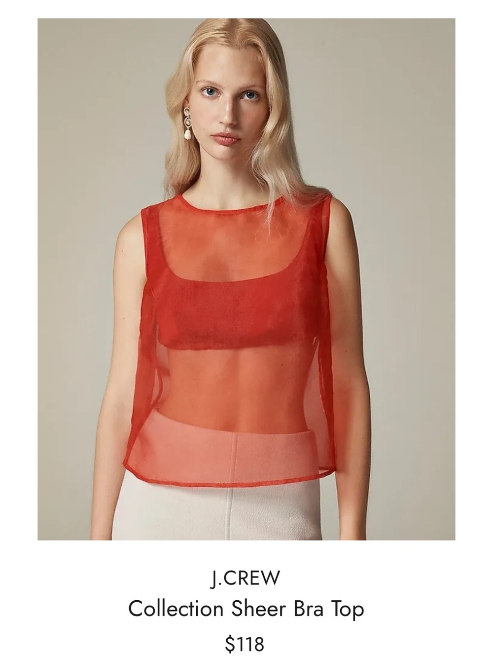 J.Crew collection Red Sheer Sleeveless Top